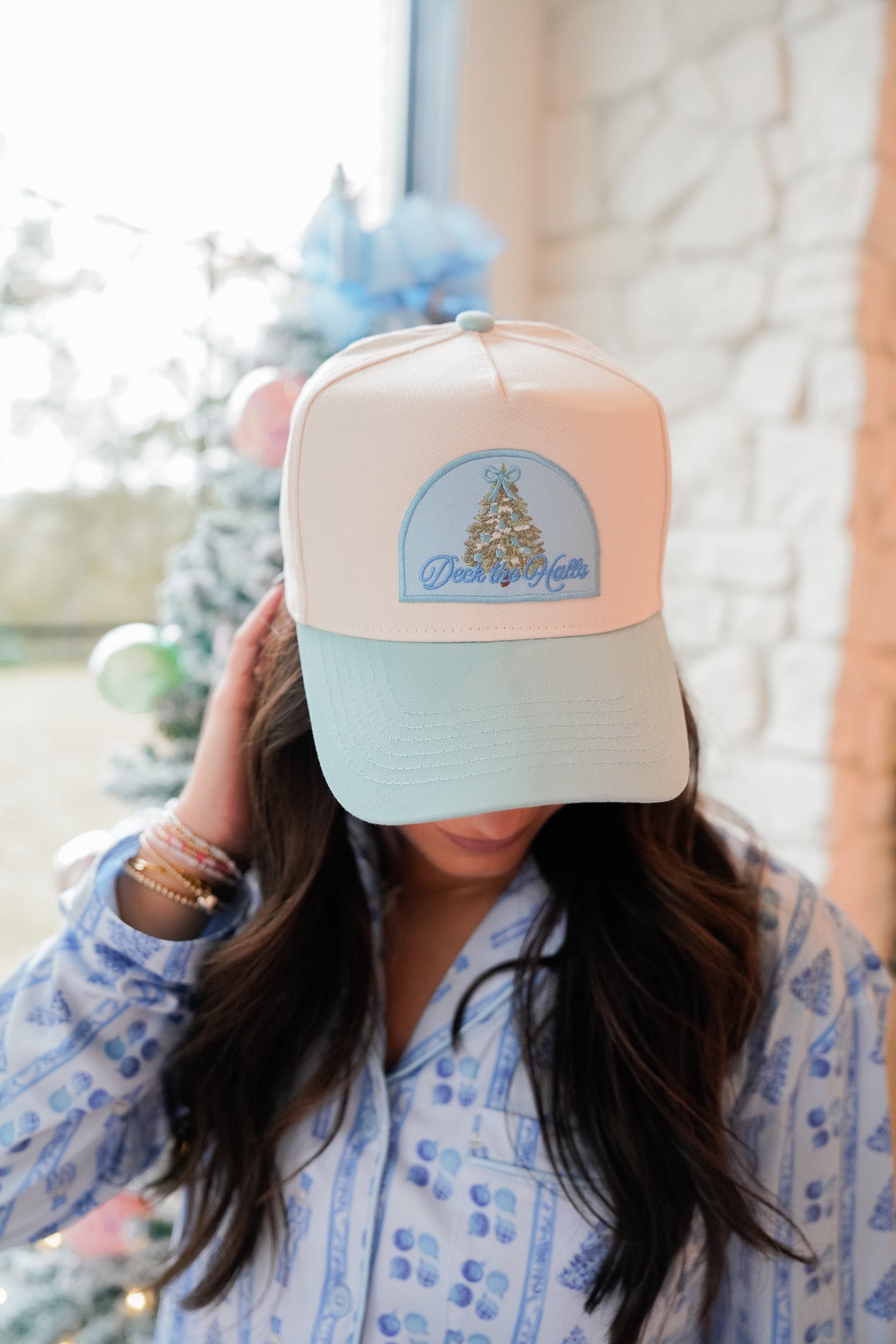 Hat Deck the Halls - Baby Blue Vintage Trucker Hat
