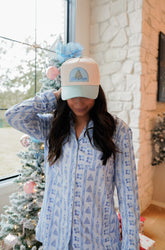 Hat Deck the Halls - Baby Blue Vintage Trucker Hat