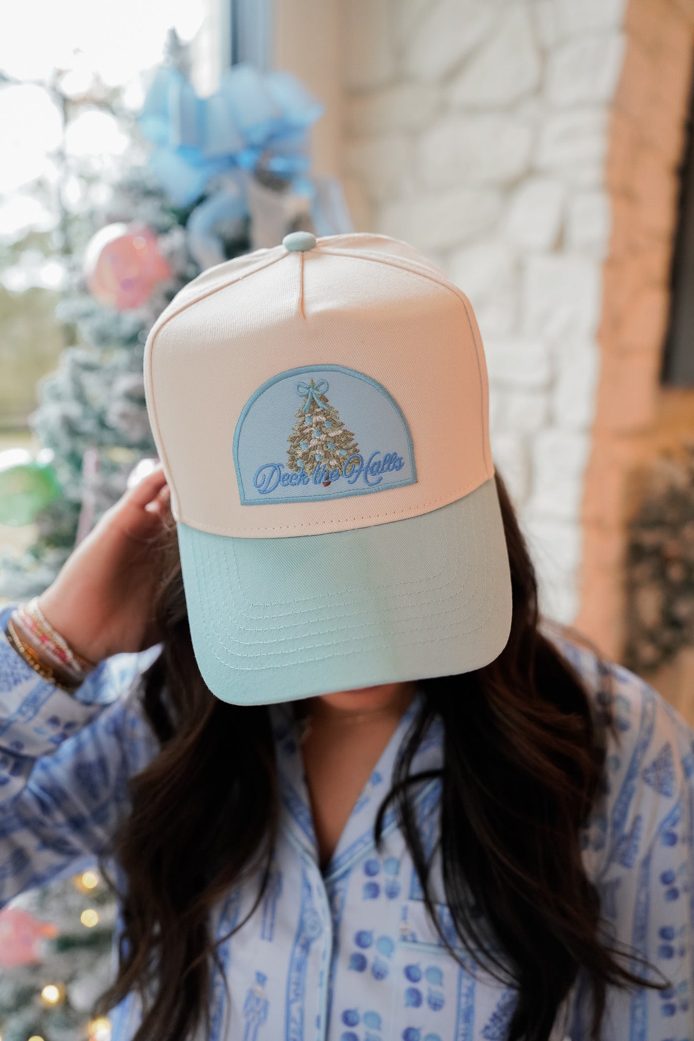 Hat Deck the Halls - Baby Blue Vintage Trucker Hat