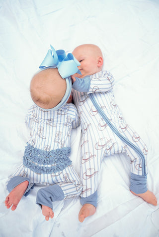 Pajamas Western Blues Striped - Bamboo Sleeper