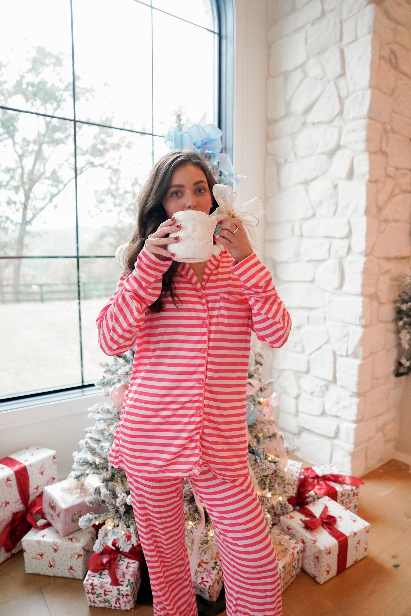 Pink &amp; Red Stripes - Long Pajama Set