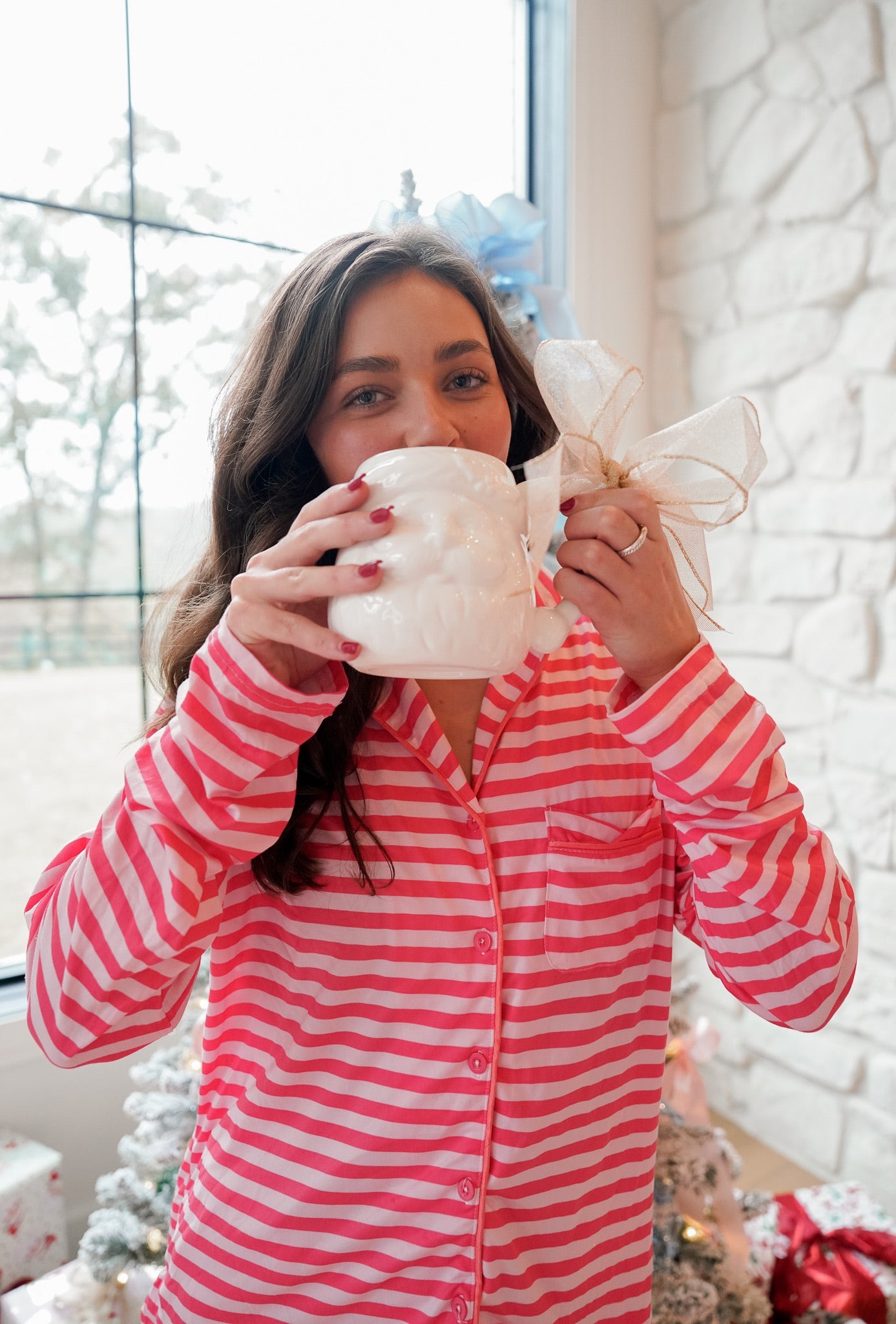 Pink &amp; Red Stripes - Long Pajama Set