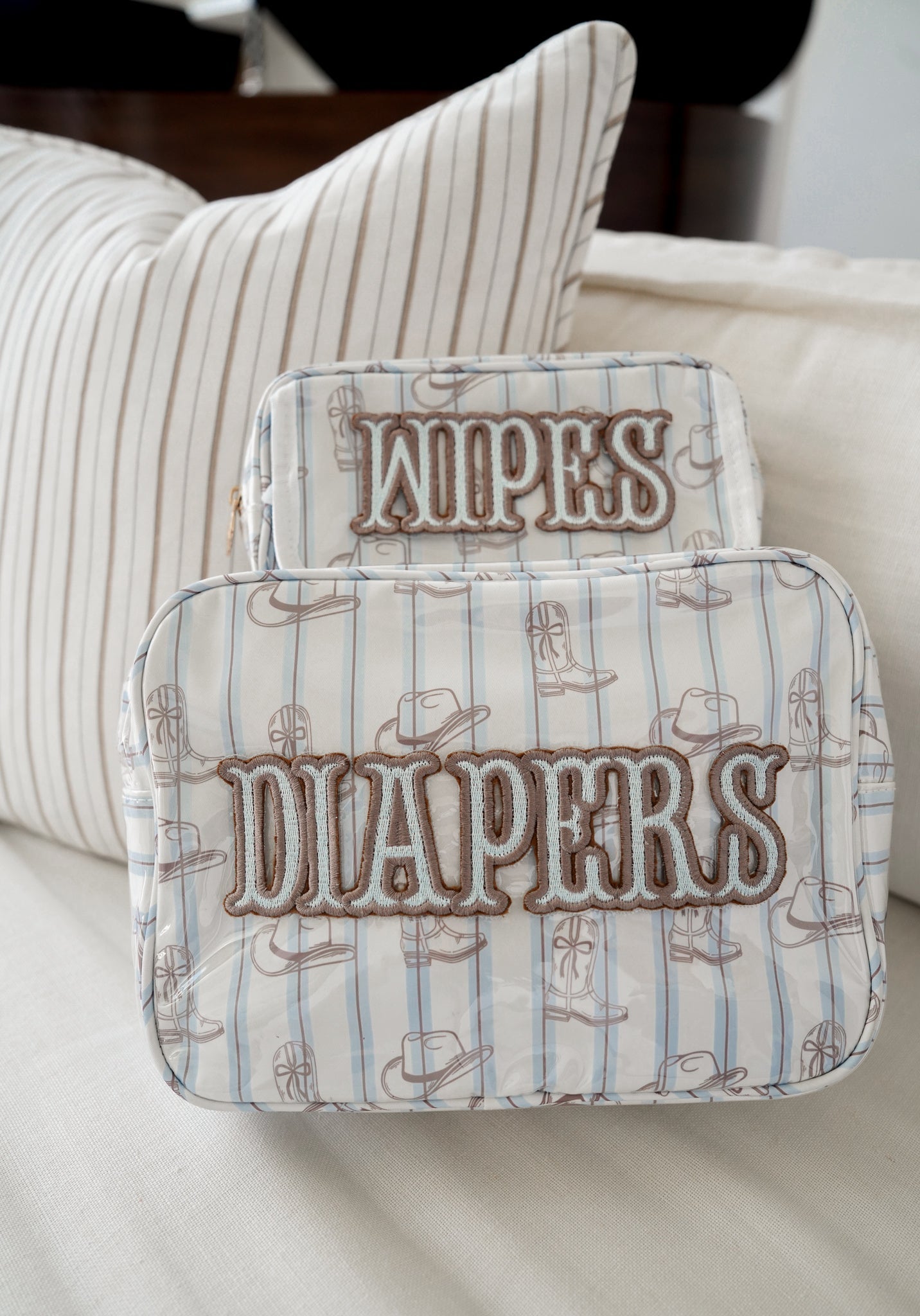 Travel Bag Wipes Pouch - Western Blues Clear Coat Bag