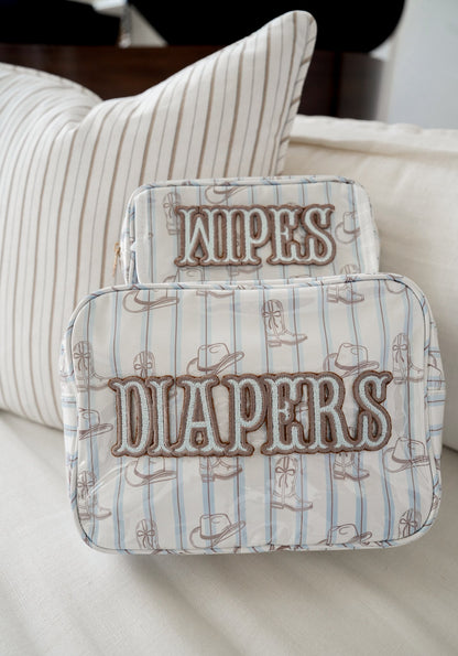 Travel Bag Wipes Pouch - Western Blues Clear Coat Bag