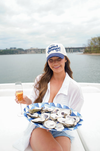 Oysters &amp; Champagne - Navy Corduroy Trucker Hat