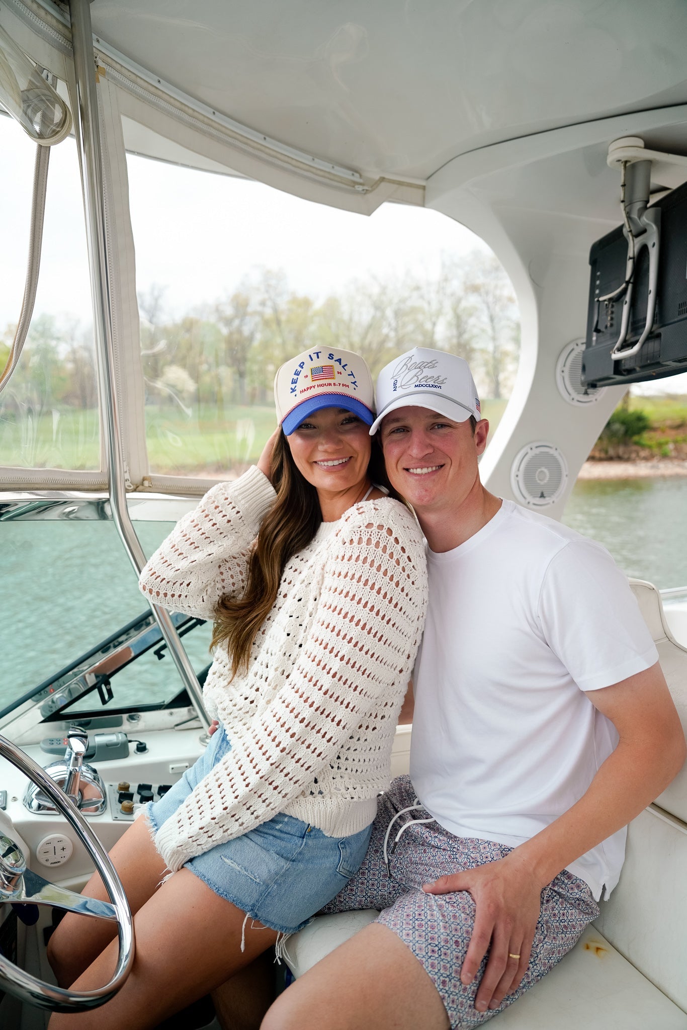 Boats &amp; Beers - White Vintage Trucker Hat