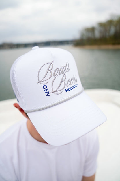 Boats &amp; Beers - White Vintage Trucker Hat