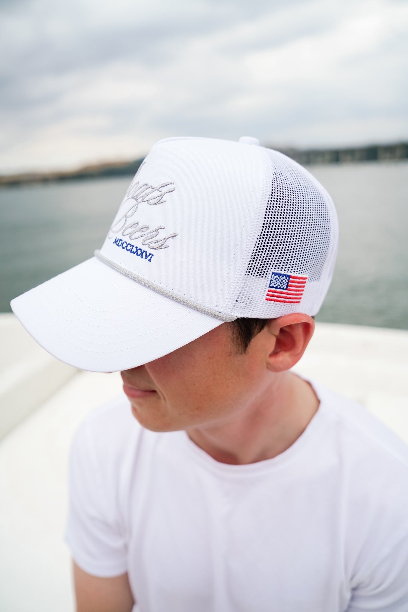 Boats &amp; Beers - White Vintage Trucker Hat