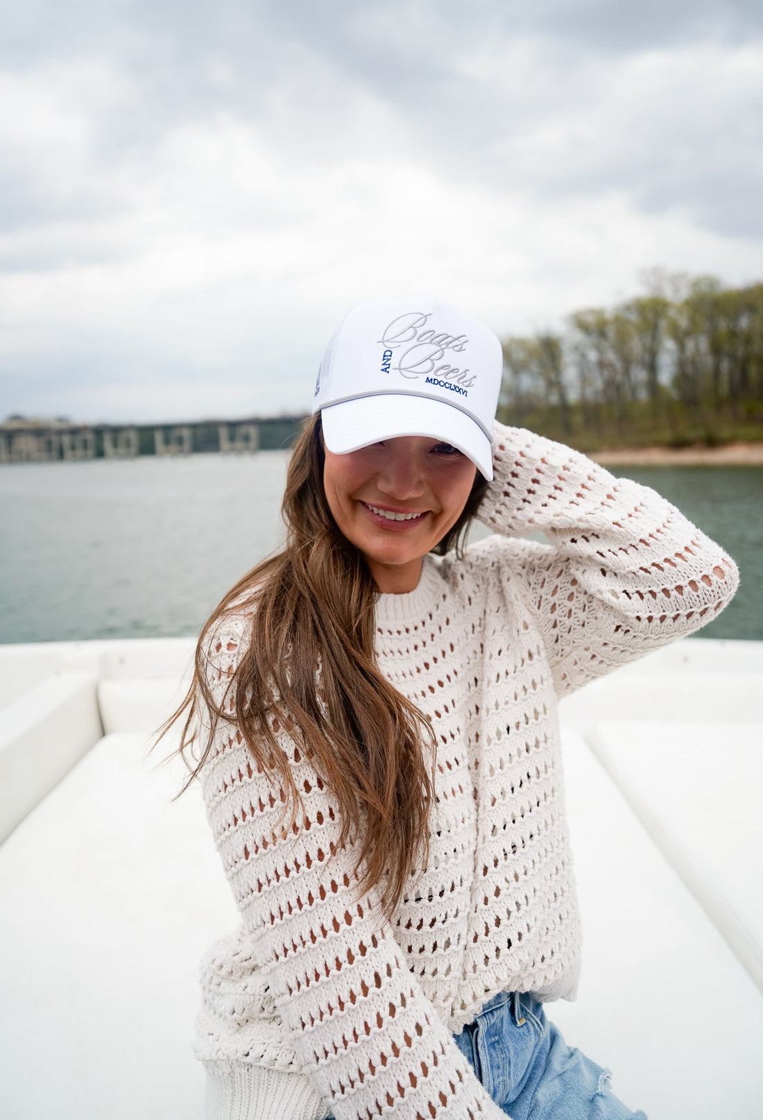 Boats &amp; Beers - White Vintage Trucker Hat