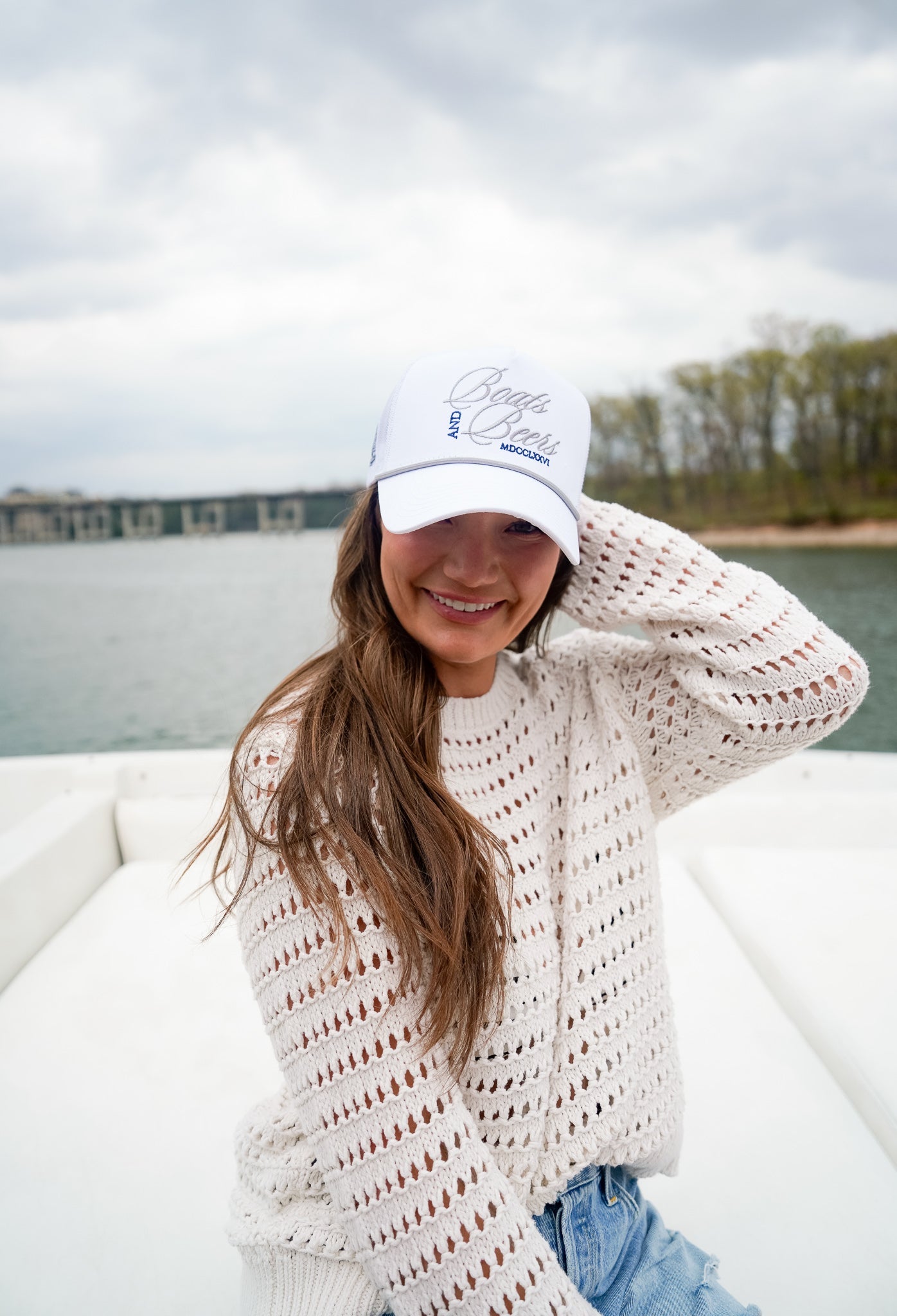 Boats &amp; Beers - White Vintage Trucker Hat