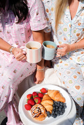 Pajamas Blue Breakfast - Short Sleeve + Pant Pajama Set