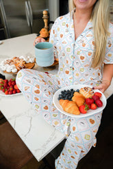 Pajamas Blue Breakfast - Short Sleeve + Pant Pajama Set