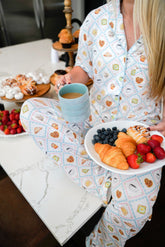 Pajamas Blue Breakfast - Short Sleeve + Pant Pajama Set