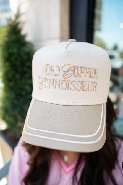 Hat Iced Coffee Connoisseur - Tan Vintage Trucker Hat
