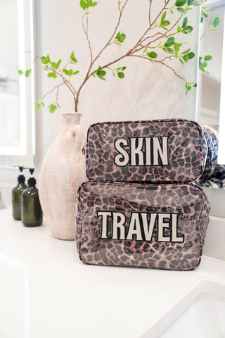 Makeup Bag Travel - Leopard Clear Coat XL Bag - PREORDER