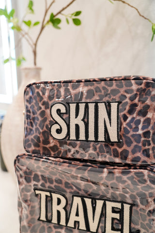 Makeup Bag Travel - Leopard Clear Coat XL Bag - PREORDER