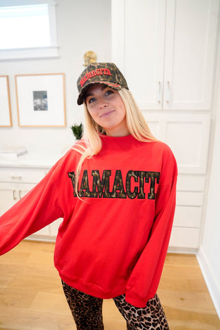 Sweatshirt Mamacita - Red Vintage Mock-Neck Sweatshirt