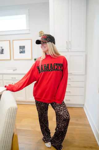 Sweatshirt Mamacita - Red Vintage Mock-Neck Sweatshirt