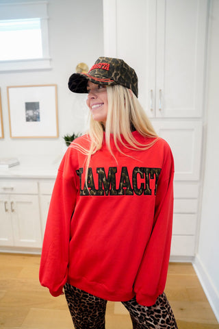 Sweatshirt Mamacita - Red Vintage Mock-Neck Sweatshirt