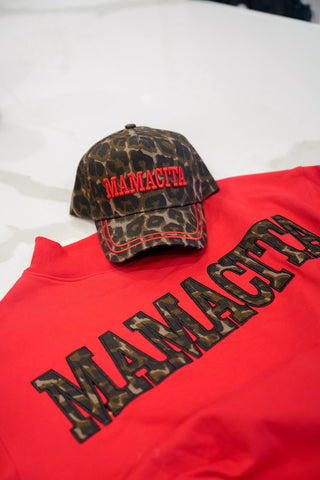 Sweatshirt Mamacita - Red Vintage Mock-Neck Sweatshirt