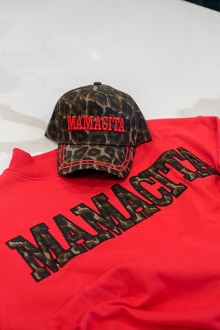 Sweatshirt Mamacita - Red Vintage Mock-Neck Sweatshirt