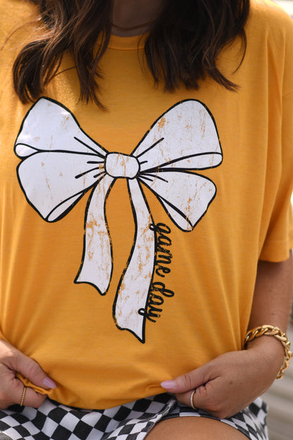 Gold Game Day Bow Tee
