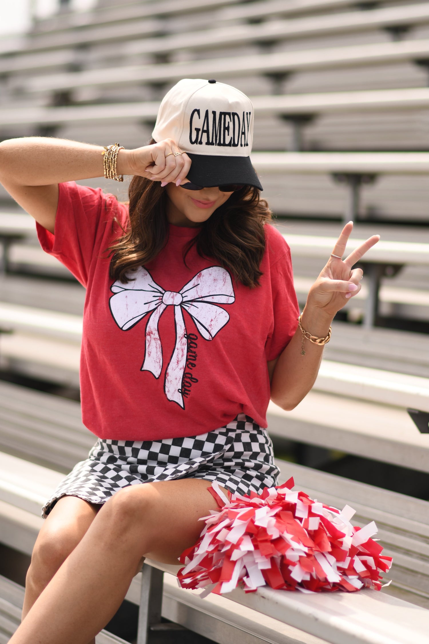 Red Game Day Bow Tee