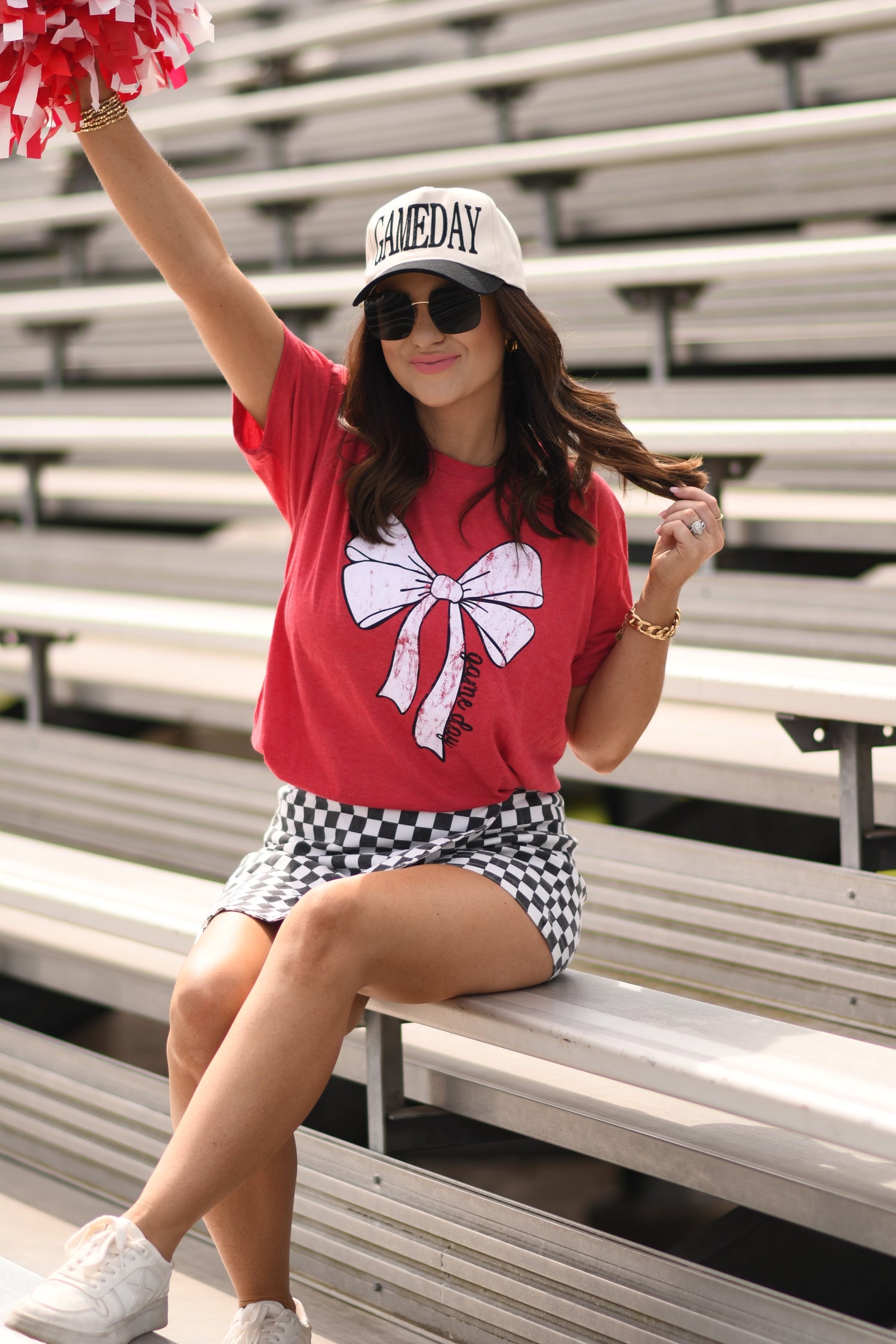 Red Game Day Bow Tee