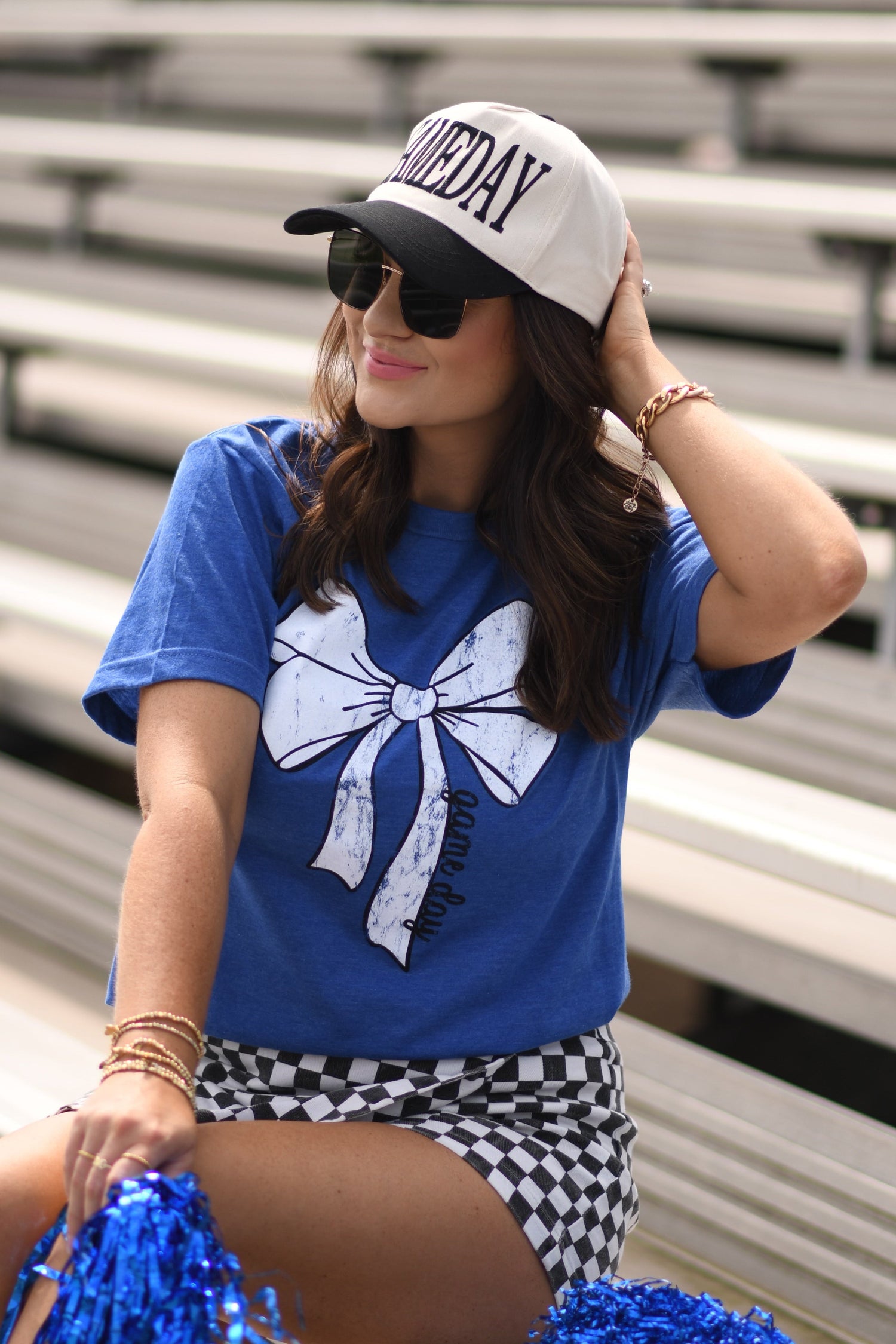 Blue Game Day Bow Tee