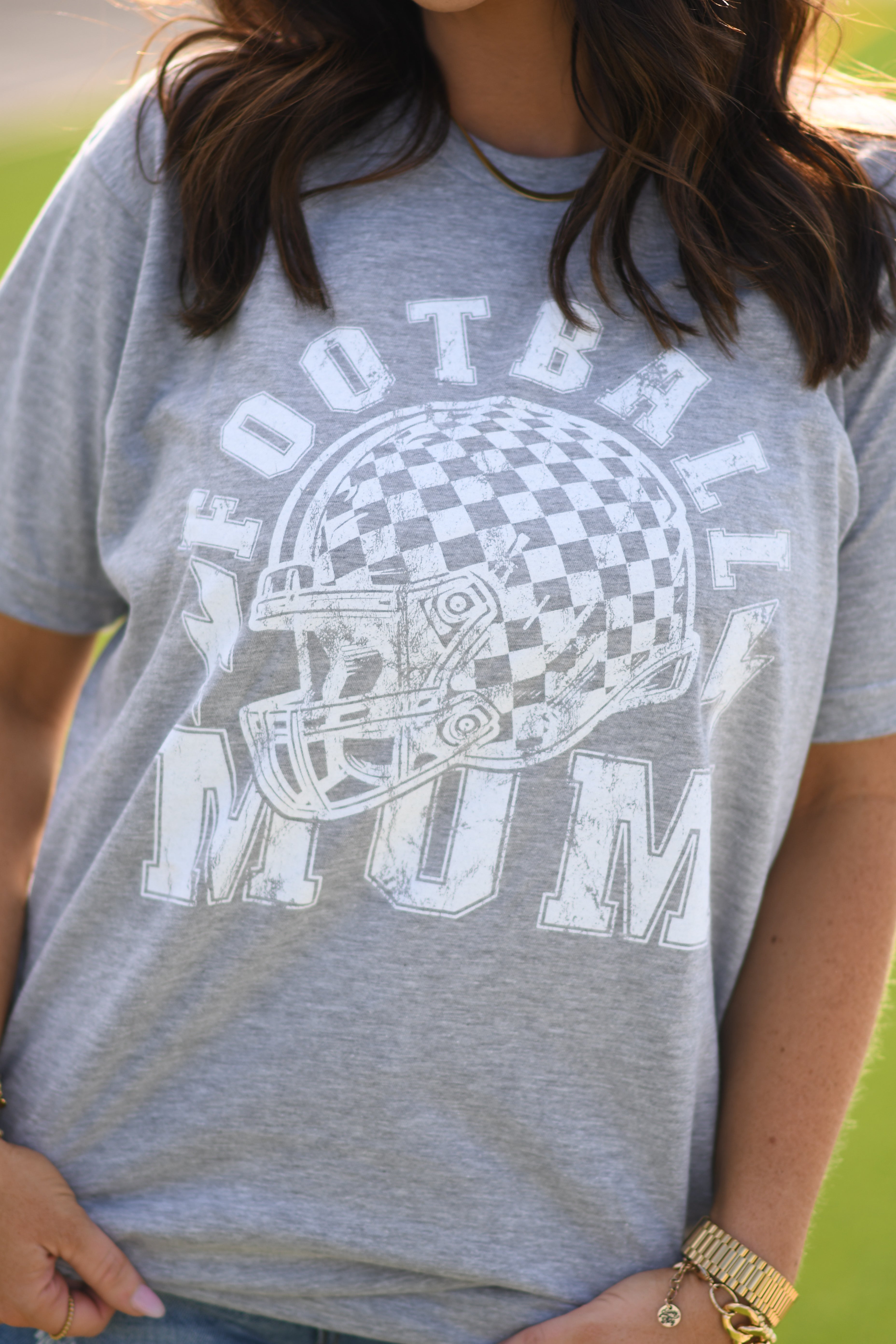 Football Mom Checkered Helmet Tee