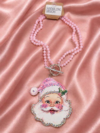 Vintage Pink Santa Statement Necklace
