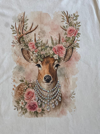 Watercolor Deer Cream Kids Graphic Tee 1054