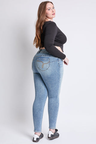 Pants Women's Plus WannaBettaButt Mid Rise Embroidered Skinny Jean