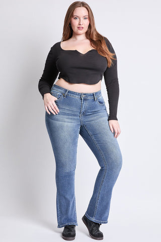 Pants Women's Plus Mid Rise Premium Stitch Bootcut Jeans