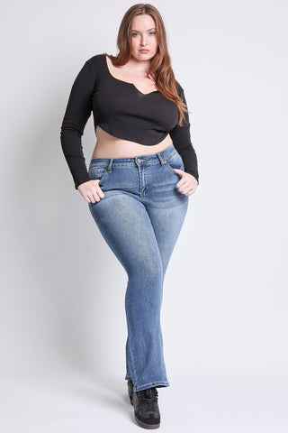Pants Women's Plus Mid Rise Premium Stitch Bootcut Jeans