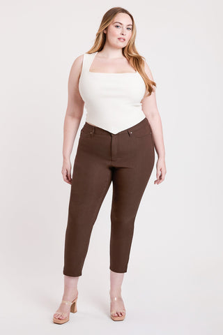 Pants Women's Plus High Rise Hyperstretch Cropped Straight Pants