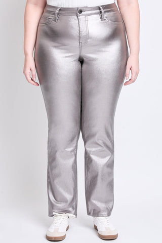 Pants Women's Plus Straight Metallic Pant