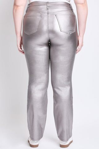 Pants Women's Plus Straight Metallic Pant