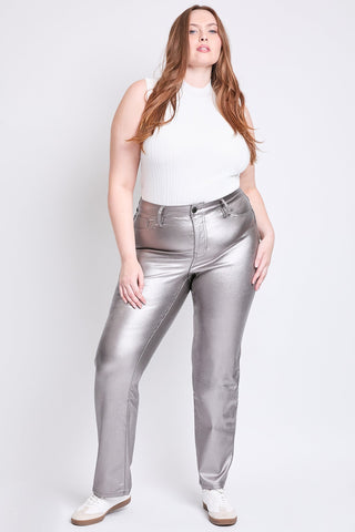 Pants Women's Plus Straight Metallic Pant