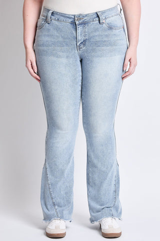 Pants Women's Plus Low Rise Frayed Hem Flare Jeans