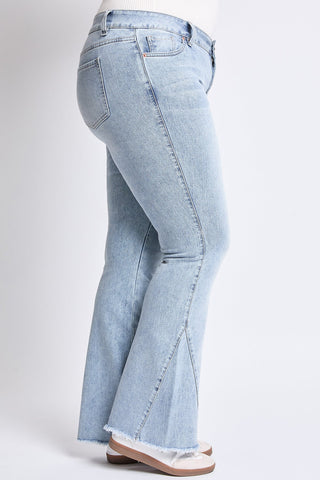 Pants Women's Plus Low Rise Frayed Hem Flare Jeans