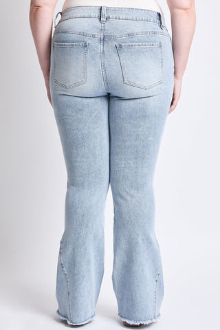 Pants Women's Plus Low Rise Frayed Hem Flare Jeans