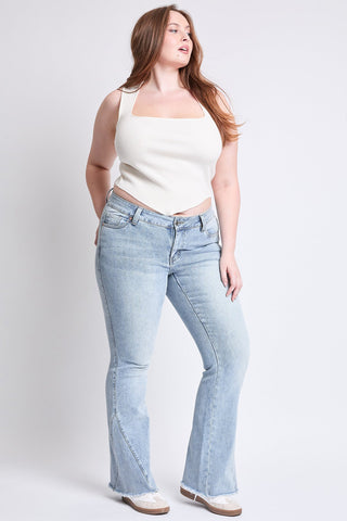 Pants Women's Plus Low Rise Frayed Hem Flare Jeans