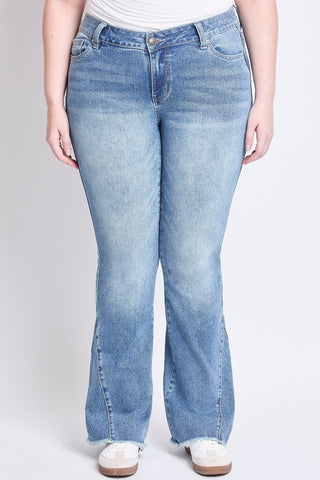 Pants Women's Plus Low Rise Frayed Hem Flare Jeans