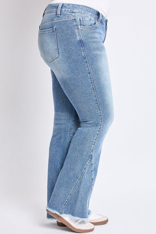 Pants Women's Plus Low Rise Frayed Hem Flare Jeans