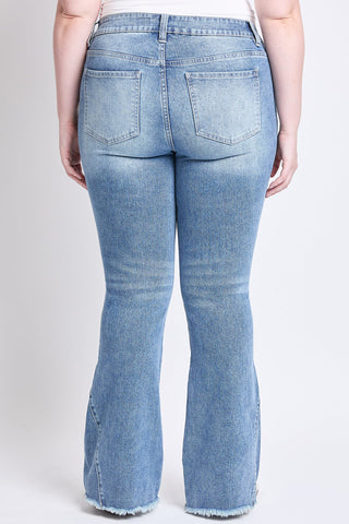 Pants Women's Plus Low Rise Frayed Hem Flare Jeans
