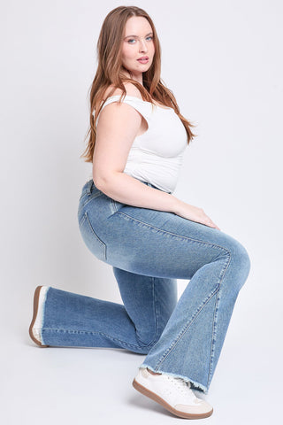 Pants Women's Plus Low Rise Frayed Hem Flare Jeans
