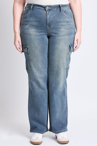 Pants Women's Plus High Rise Wide Leg Skater Cargo Jeans