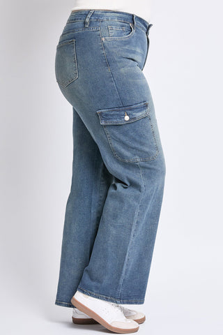 Pants Women's Plus High Rise Wide Leg Skater Cargo Jeans