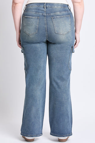 Pants Women's Plus High Rise Wide Leg Skater Cargo Jeans